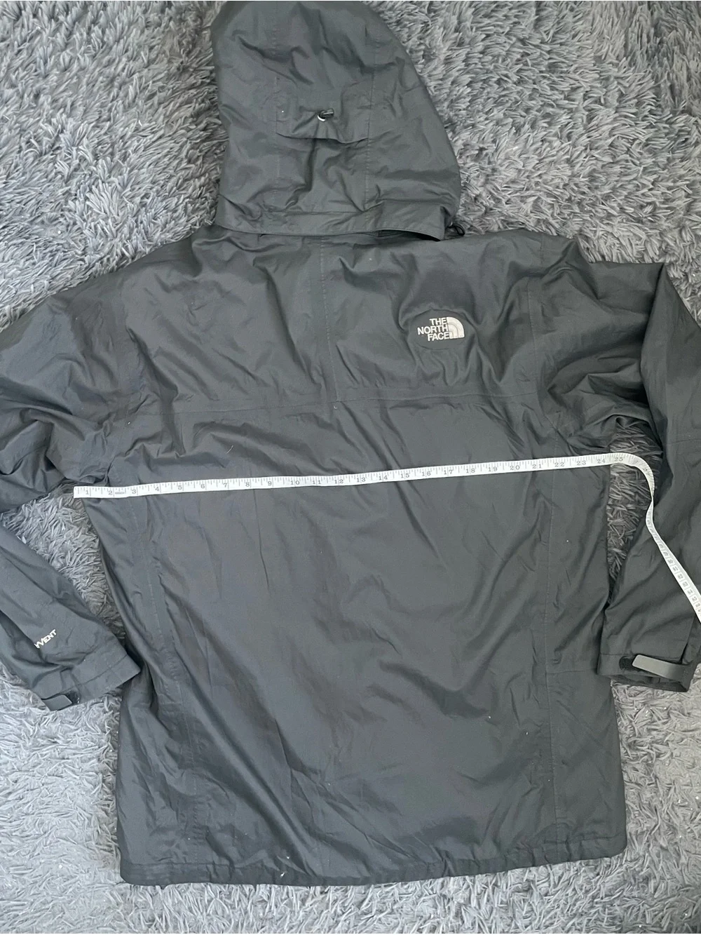Men Size Large The North Face HyVent Jacket Black Full Zip Hooded Windbreaker